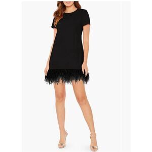 Likely Marullo feather trim black mini dress size 0 new with tags